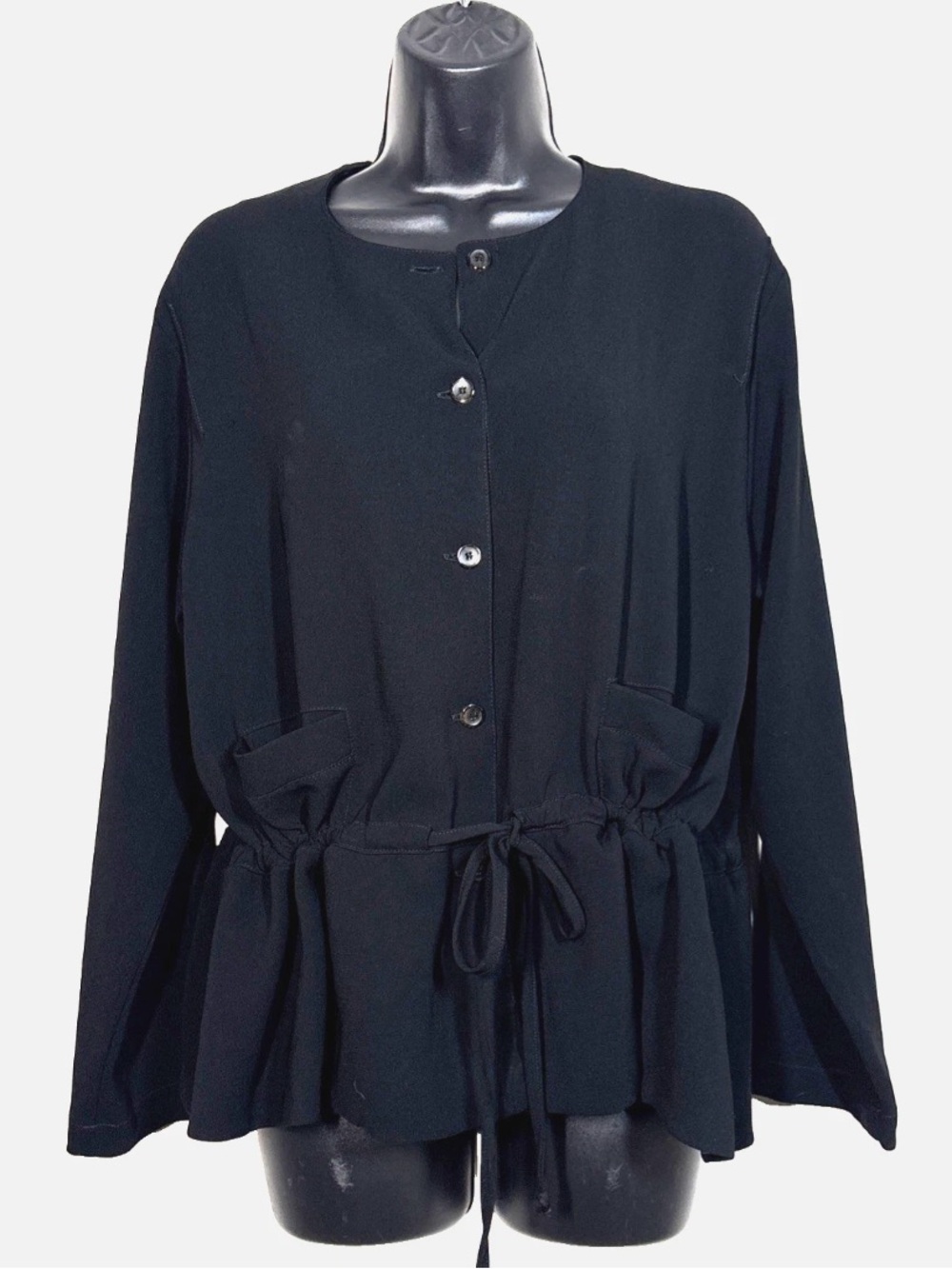 Blanque Jacket Black Sz 1 appr L
Lagenlook Acetate crepe drawstring cinch waist